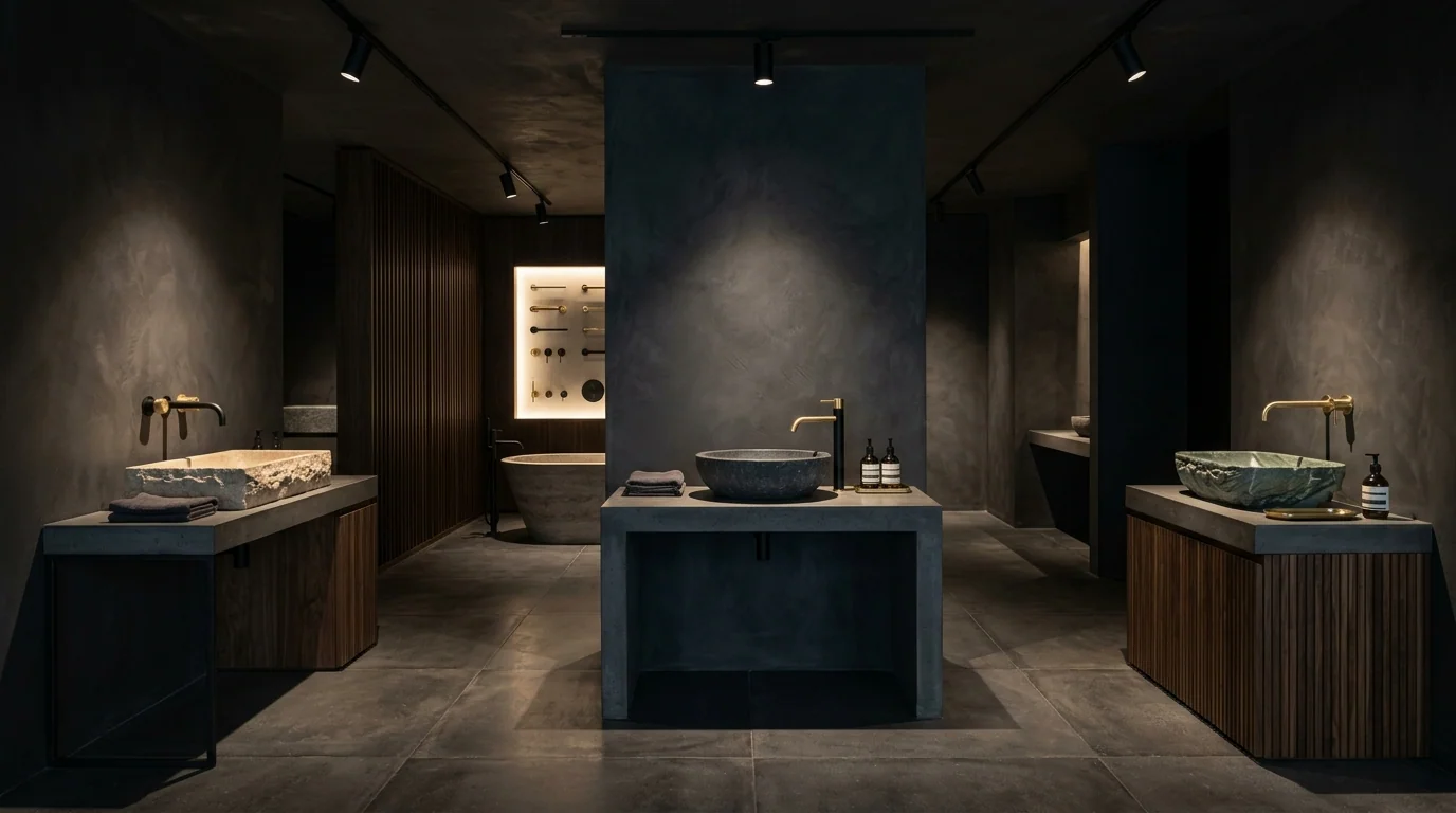 Bathrooms Direct display of basins, taps and bathroom furniture